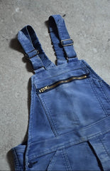 1960’s~70’s ”barbe bleue” French Vintage Moleskin Overalls 法國古著 鼴鼠皮 補丁 褪色藍染 工裝吊帶褲 法工褲