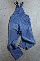 1960’s~70’s ”barbe bleue” French Vintage Moleskin Overalls 法國古著 鼴鼠皮 補丁 褪色藍染 工裝吊帶褲 法工褲