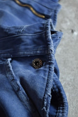 1960’s~70’s ”barbe bleue” French Vintage Moleskin Overalls 法國古著 鼴鼠皮 補丁 褪色藍染 工裝吊帶褲 法工褲