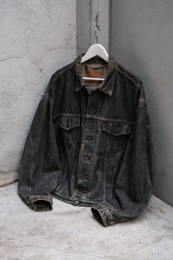 Levi's 90s Vintage 70503 Black Denim Trucker Jacket - Vintage