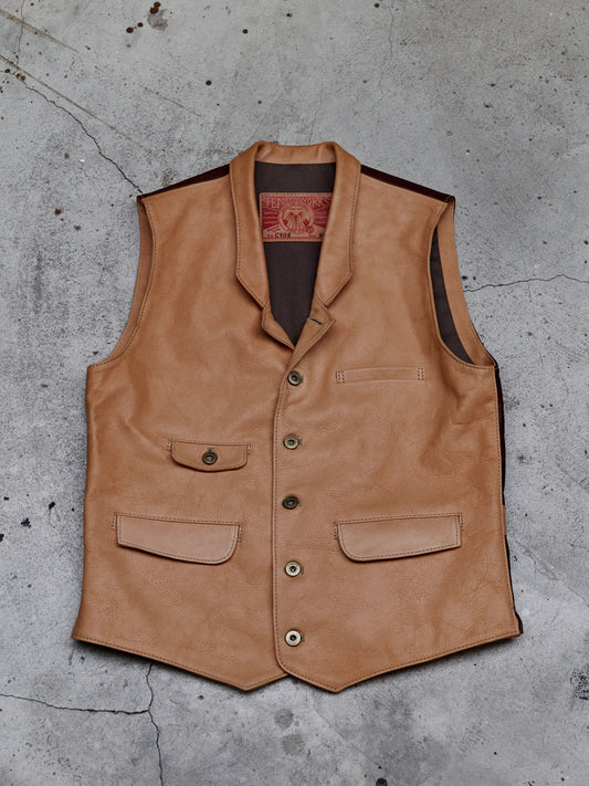 Tenjin Works Craftman Leather Vest日本手工植鞣皮革品牌 牛皮雙色四口袋背心 日本製