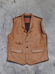 Tenjin Works Craftman Leather Vest日本手工植鞣皮革品牌 牛皮雙色四口袋背心 日本製