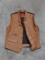 Tenjin Works Craftman Leather Vest日本手工植鞣皮革品牌 牛皮雙色四口袋背心 日本製