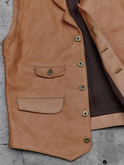 Tenjin Works Craftman Leather Vest日本手工植鞣皮革品牌 牛皮雙色四口袋背心 日本製