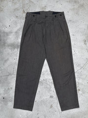 Yohji Yamamoto Pour Homme Cotton High Waisted Striped Work Pants 山本耀司 厚棉高腰條紋巴黎扣工作褲 可上吊帶
