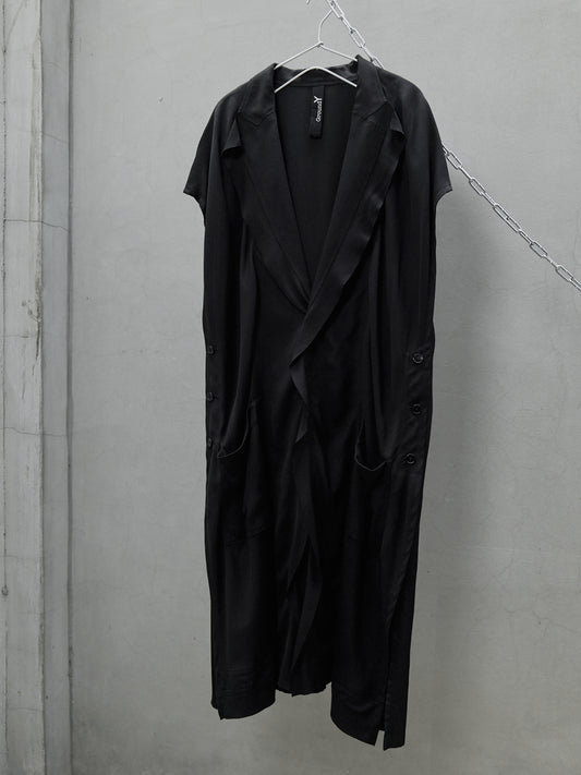 Ground Y Yohji Yamamoto Long Coat 山本耀司支線 無袖翻領垂墜感長版罩衫 純天絲材質