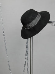 Y's Yohji Yamamoto Ribbon Hat, Black Polished Wool Ribbon Hat, Yohji Yamamoto Branch Line