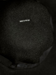 Y's Yohji Yamamoto Ribbon Hat, Black Polished Wool Ribbon Hat, Yohji Yamamoto Branch Line