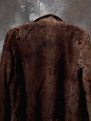Connecters Distressed Suede Brown Slim Fit Suit Jacket - Japanese Select Store's Own Brand Suede Distressed Suit Jacket