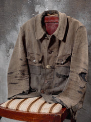 1930s–1940s A. Dumont-Durville French Quillé Cotton Hunting Jacket with Animal Buttons.
