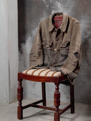 1930s–1940s A. Dumont-Durville French Quillé Cotton Hunting Jacket with Animal Buttons.