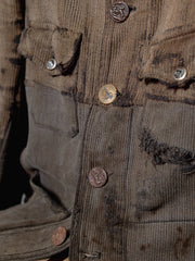 1930s–1940s A. Dumont-Durville French Quillé Cotton Hunting Jacket with Animal Buttons.