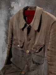 1930s–1940s A. Dumont-Durville French Quillé Cotton Hunting Jacket with Animal Buttons.
