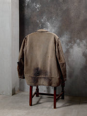 1930s–1940s A. Dumont-Durville French Quillé Cotton Hunting Jacket with Animal Buttons.