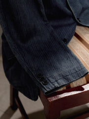 Yohji Yamamoto Pour Homme Indigo-dyed Striped Linen Suit Jacket