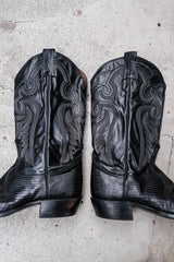 Tony Lama Black Lizard Embossed Leather Western Boots 黑色蜥蜴壓紋皮革西部靴美國製