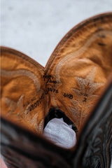 Black Leather Harness Cowboy Boots with Silver Conchos復古黑色皮革銀飾裝飾西部靴 美國製