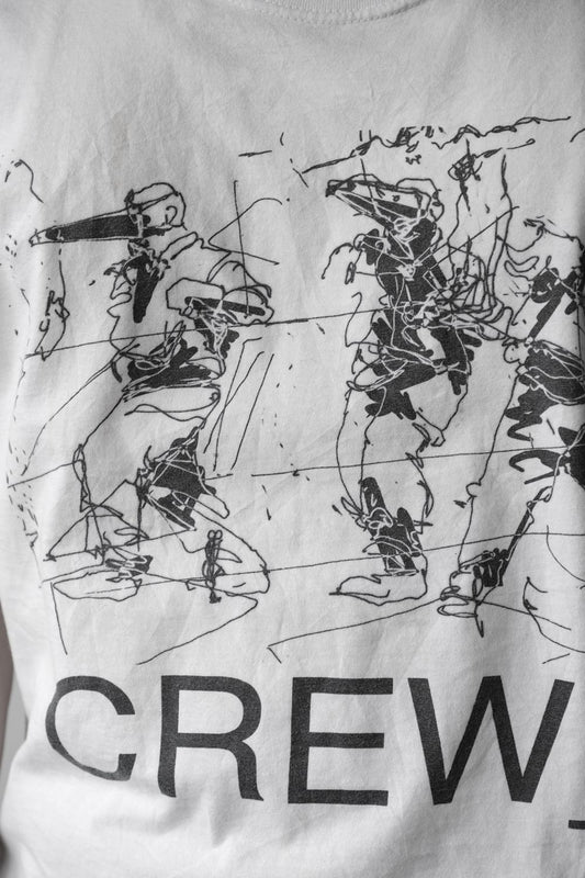 Vintage "CREW" Tee Retro hand-painted line print short T