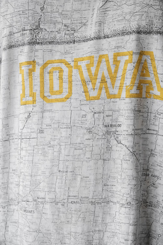 90's Vintage "IOWA" Map Full Print Tee Single Stitch