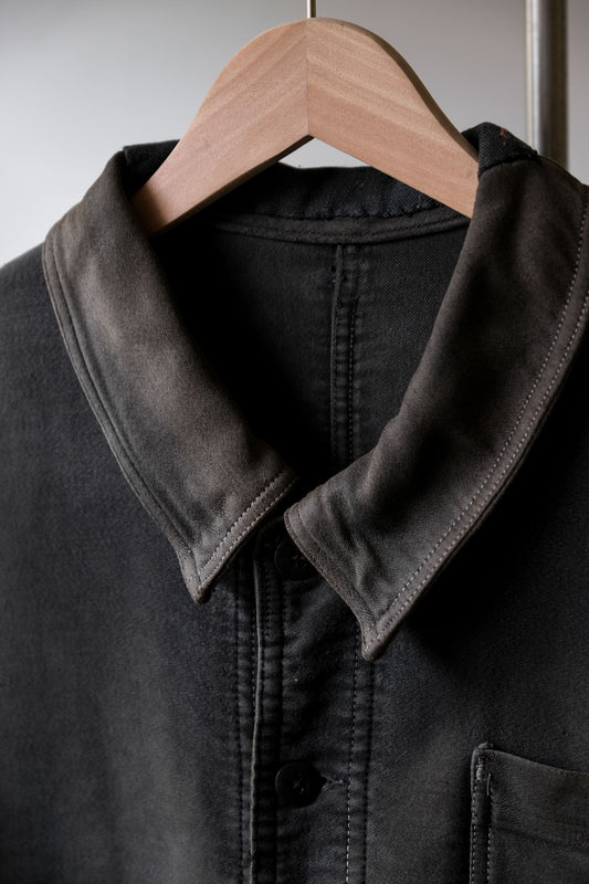 French Vintage “Francais” Grey Moleskin Patch Work Jacket 法國古著灰鼴鼠皮補丁工作外套