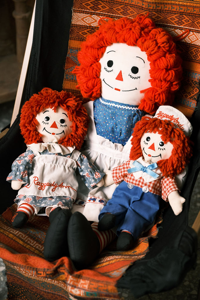 希少！Raggedy Ann & Andy ヴィンテージラグ 130×130 Raggedy Ann Sets, Vintage Raggedy Ann and Andy Sets, All