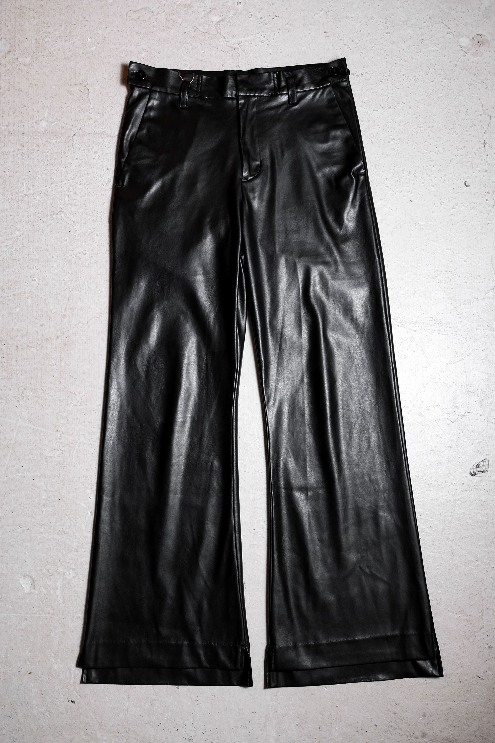 RYO TAKASHIMA Faux Leather Flared Pants 日本設計師品牌 合成皮革喇叭褲 日本製