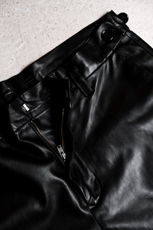 RYO TAKASHIMA Faux Leather Flared Pants 日本設計師品牌 合成皮革喇叭褲 日本製