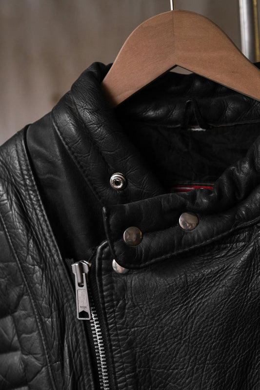 ”SKIN ABA” Vintage Leather Moto Biker Jacket 古著真皮摩托車騎行皮衣夾克