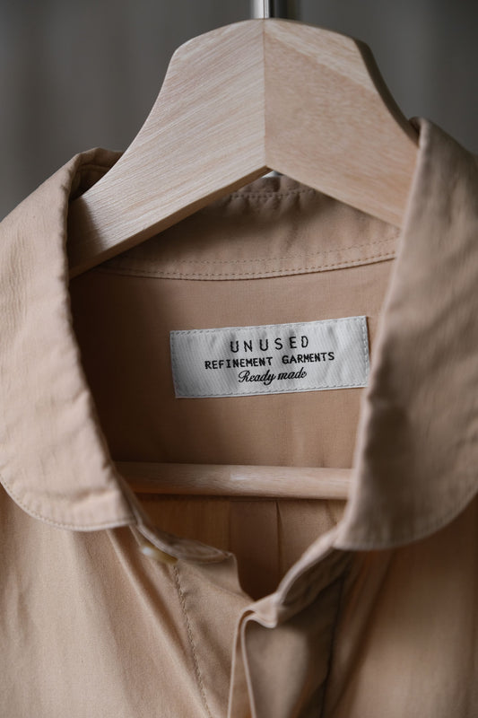 UNUSED Cotton Shirt 日本設計師品牌 圓弧領雙口袋襯衫 膚橘色 日本製