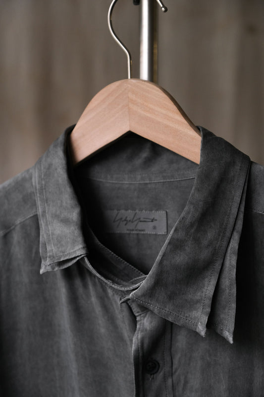 Yohji Yamamoto Pour Homme 23S/S Asymmetrical Spare Collar Blouse Long Shirt 山本耀司男裝主線 炭灰長版襯衫 可拆領