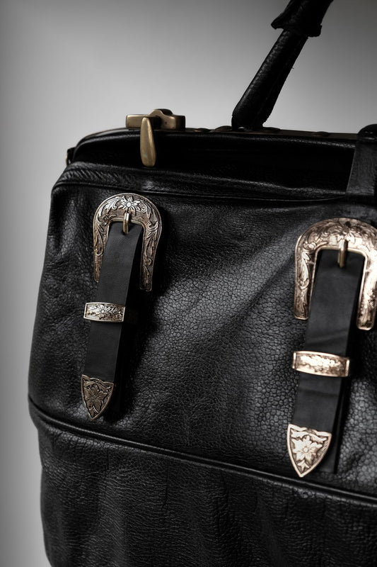 Vintage Buckle Belt Leather Doctor Bag Handbag 復古皮帶頭裝飾皮革手提醫生包