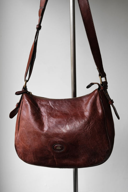 The Bridge Vintage Leather Shoulder Bag Lampo Zipper 義大利皮件老牌 皮革拉鏈側背包
