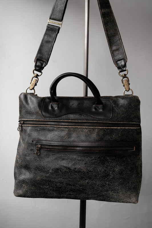Jas-M.B. Leather Shoulder Bag riri Zipper英國手工製皮革包袋品牌 爆裂紋皮革拉鏈手提/側背包