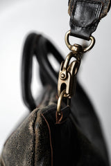 Jas-M.B. Leather Shoulder Bag riri Zipper英國手工製皮革包袋品牌 爆裂紋皮革拉鏈手提/側背包