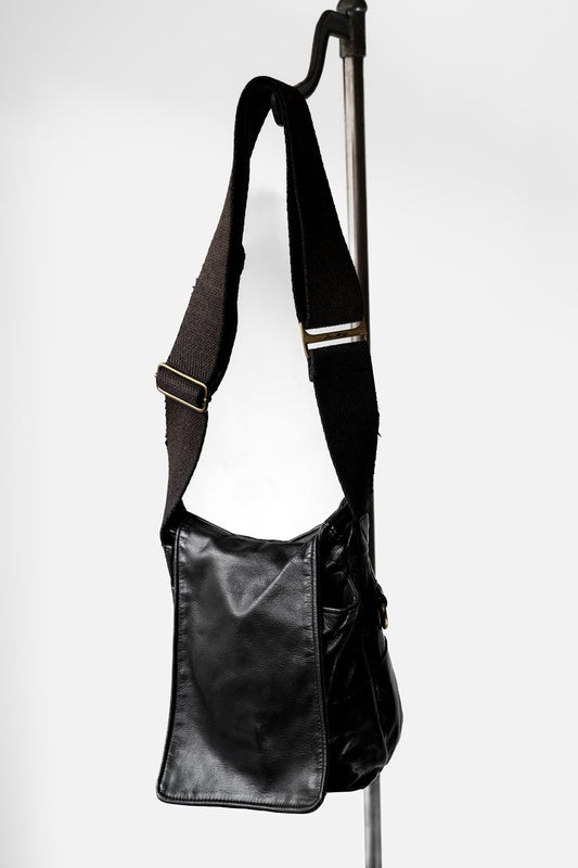 Jas-M.B. Leather Shoulder Bag 英國手工製皮革包袋品牌 帆布背袋 皮革掀蓋側背包