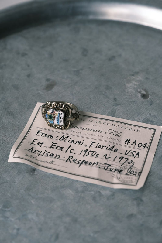 Miami Beach,Florida C.1950~1970’s Souvenir Spoon Ring 佛羅里達州 邁阿密海灘紀念湯匙手工戒指
