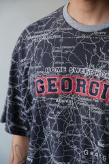 Vintage 90s Full Print Georgia AOP State of Mine Map T-shirt Full Print Short Tee