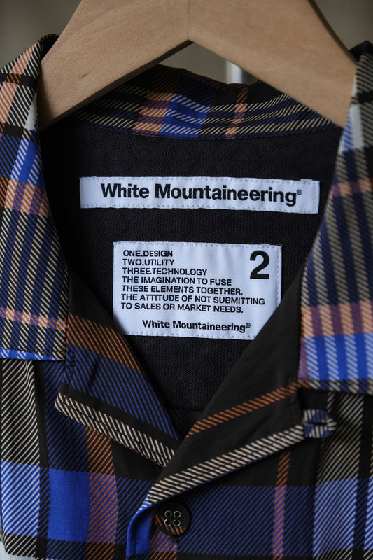 White Mountaineering 19S/S ORIGINAL BIG CHECK OPEN COLLAR SHIRT 白山 網狀拼接格紋襯衫