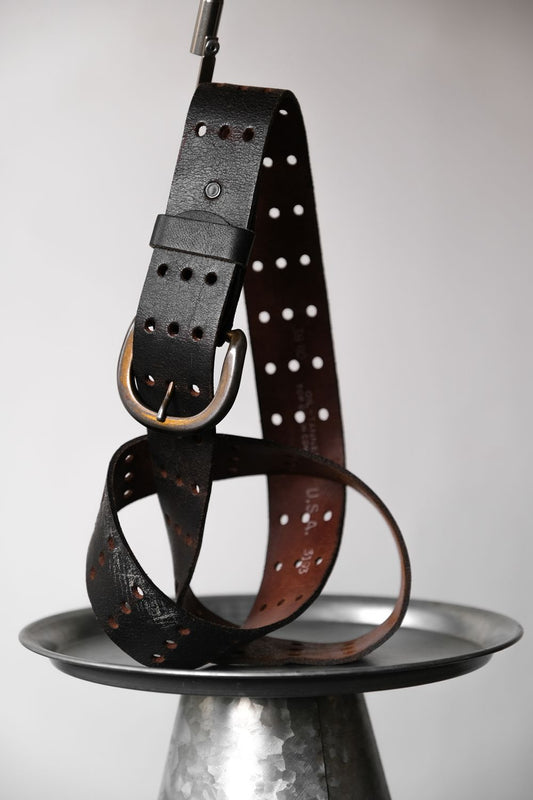 Vintage Leather Belt Made in USA 美國製三排孔洞皮革腰帶