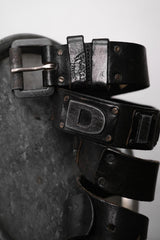 DIESEL 2000's Studded Leather Belt Metal Logo Inlaid Belt