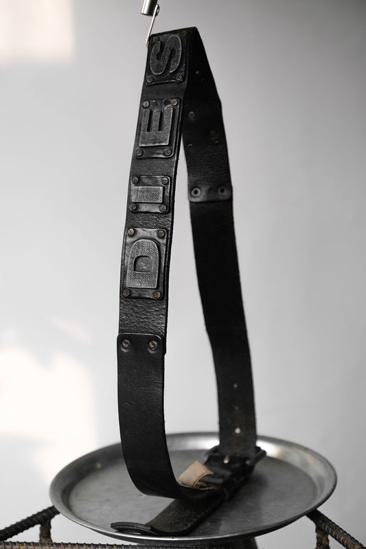 DIESEL 2000's Studded Leather Belt Metal Logo Inlaid Belt