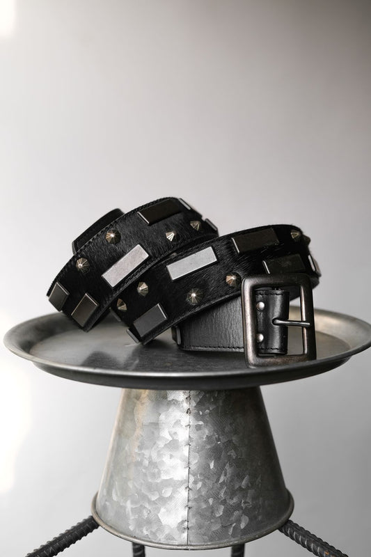 Denim & Supply Ralph Lauren Ponyhair Leather Studded Belt 馬毛皮革金屬鑲嵌皮帶
