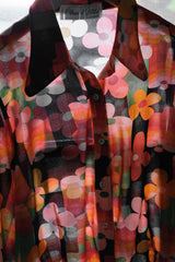 1970’s “Olivier de Verlon” Vintage Chiffon Sheer Shirt Made in France 法國製印花雪紡透視尖領襯衫