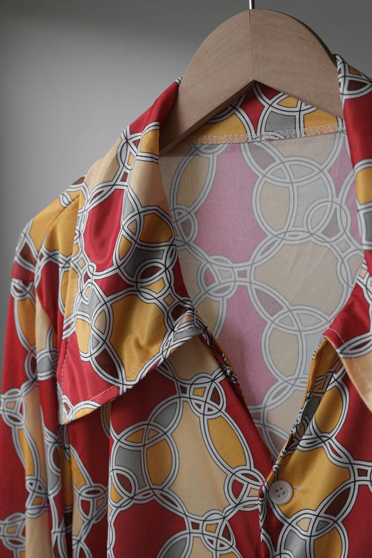 Smiffys 1960’s Style Point Collar Polyester Shirt 英國派對舞會服裝供應商 60年代風格大尖領印花襯衫