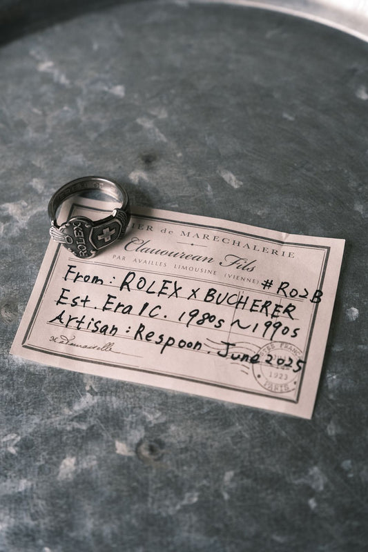 ROLEX Bucherer C.1980~1990's Spoon Ring Antique Rolex commemorative spoon handmade ring