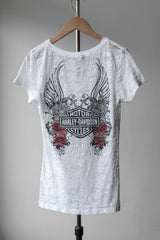 HARLEY-DAVIDSON Vintage Sheer Print V-Neck Tee Made in USA 古著哈雷·戴維森 透膚印花V領短踢 美國製