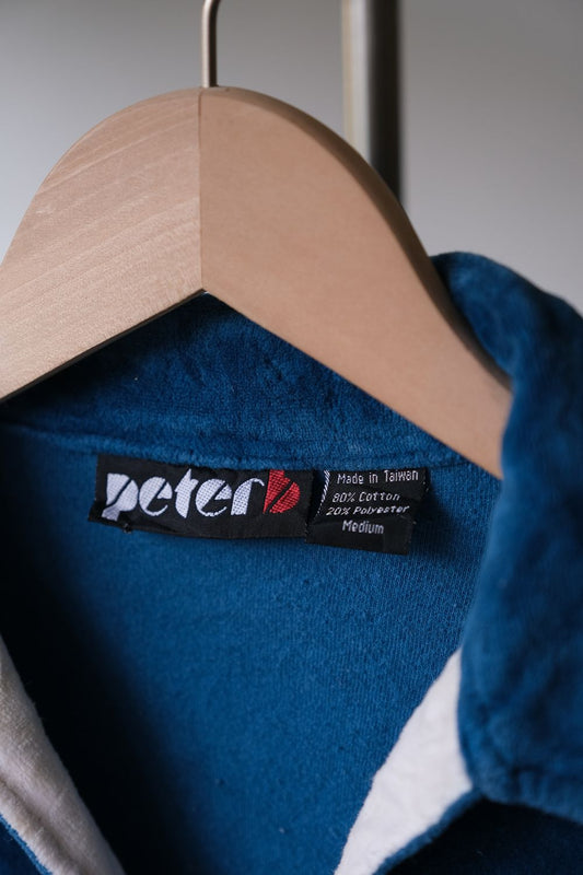 ”Peterb” Vintage Terry Cloth Open Collar Polo Shirt Made in Taiwan 古著 雙色毛巾布開領Polo衫 台灣製