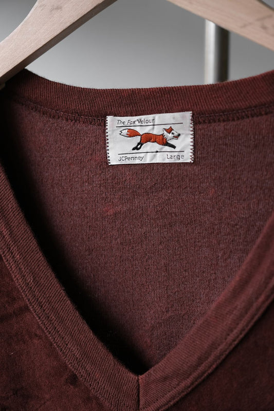 1970~80’s ”JCPenney” Vintage Fox Velour V-Neck Top 古著V領絨布上衣