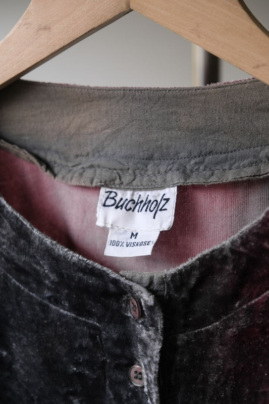 ”Buchholz” Vintage Velvet No Collar Shirt 古著漸變色天鵝絨排扣無領上衣