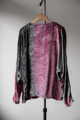 ”Buchholz” Vintage Velvet No Collar Shirt 古著漸變色天鵝絨排扣無領上衣